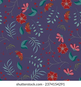Resumen de fondo de patrón floral dibujado a mano plana. Ilustración vectorial.