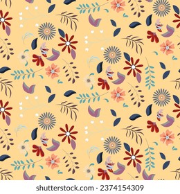 Resumen de fondo de patrón floral dibujado a mano plana. Ilustración vectorial.