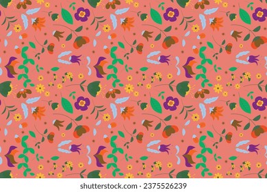 Abstract flat hand draw floral pattern background. Vector illustration.