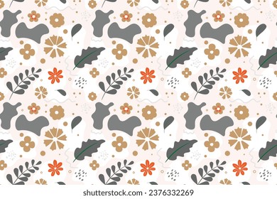 Abstract flat hand draw floral pattern background. Vector illustration.