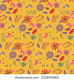 Abstractas plano dibujar a mano patrón floral de fondo. Ilustración vectorial.