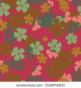 Abstractas plano dibujar a mano patrón floral de fondo. Ilustración vectorial.