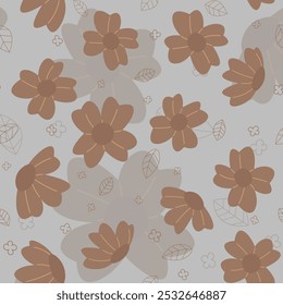 Abstractas plano dibujar a mano patrón floral de fondo. Ilustración vectorial.