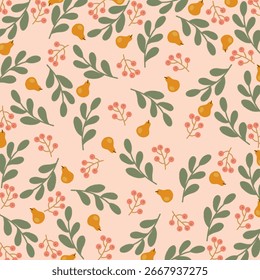 Abstract flat hand draw floral pattern background