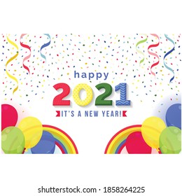 Abstract flat happy new year 2021 design template