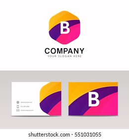 Abstract flat hexagon shape B logo letter iconic sign vector design
