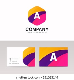 Abstract flat hexagon shape A logo letter iconic sign vector design