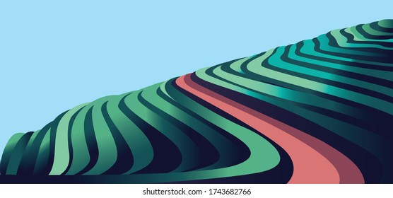 abstract flat hill field wallpapper colorfull pop abstrac wallpaper