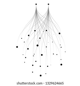 abstract flat icon of connection line between multiple dots to one dot for big data or machine learning concept diagram