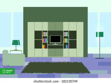 Abstract Flat Interior Design. Vector