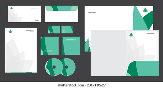 Abstract Flat Leafs Modern Corporate Business Identity Stationary