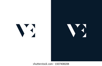 Abstract flat letter VE logo. This logo icon incorporate with abstract shape in the creative way.