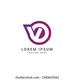 Abstract flat letter VO logo. This logo icon incorporate with abstract shape in the creative way