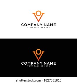 Abstract flat letter VO logo. This logo icon incorporate with abstract shape in the creative way.