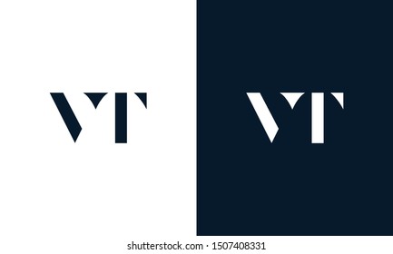 Abstract flat letter VT logo. This logo icon incorporate with abstract shape in the creative way.