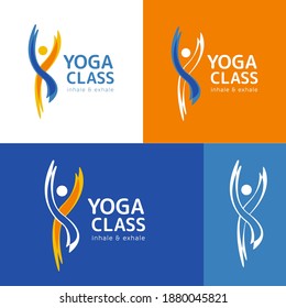 Abstract flat logo of body doing yoga