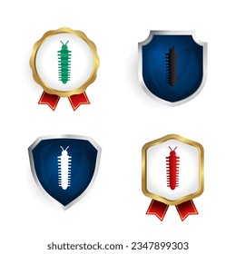 Abstrakte Flat Millipede Worm Animal Badge and Label Collection, kann für Geschäftsdesigns, Präsentationen oder alle geeigneten Designs verwendet werden.