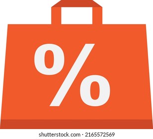 Resumen Icono mínimo de diseño plano de la bolsa de compra con icono de porcentaje 