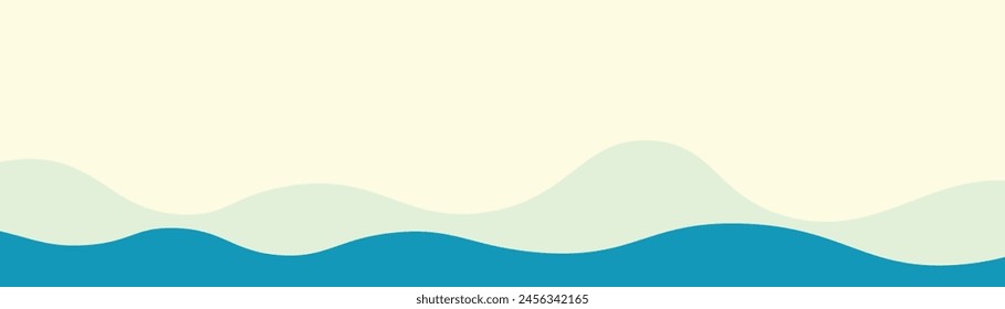 Abstract Flat Minimalistic Vector Illustration of Ocean Waves in Cool Tones - Banner and Presentation Design Backdrop with space for copy