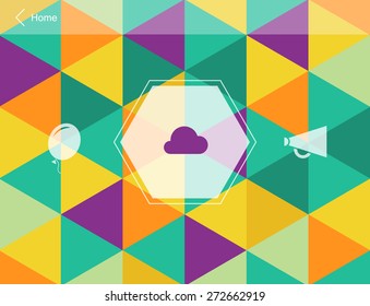 Abstract flat mobile entertainment UI on modern polygonal background, 10 EPS