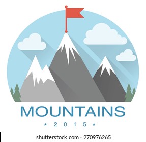 Abstract flat mountain icon. 