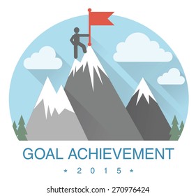 Abstract flat mountain icon. Goal achievement