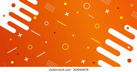 Abstract flat orange color and yellow geometric shapes background Premium Vector 