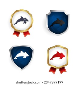 Abstract Flat Orca Animal Badge and Label Collection, can be used for business designs, presentation designs or any suitable designs.