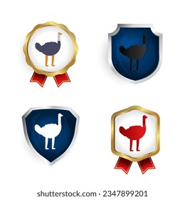 Abstract Flat Ostrich Bird Badge and Label Collection, can be used for business designs, presentation designs or any suitable designs.