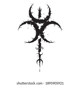 Abstract flat and outline moon magic symbol. Sign for tattoo or decoration. Runic pattern with abstract custom made design elements