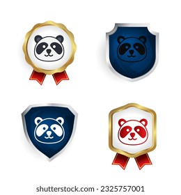 Abstract Flat Panda Head Badge and Label Collection, can be used for business designs, presentation designs or any suitable designs.