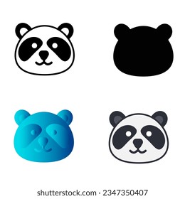 Resumen Ilustración de Silhouette de Plana Panda Head, se puede usar para diseños de negocios, presentaciones o cualquier diseño adecuado.