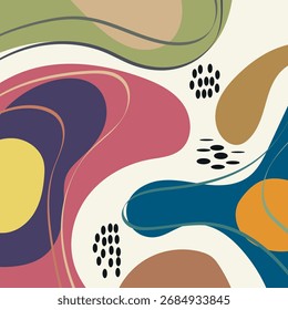 ABSTRACTAS FONDO COLORIDO PASTEL PLANO CON FORMAS ORGÁNICAS DIBUJADAS A MANO DISEÑO PLANTILLA DE VECTOR PARA EL FONDO DE PANTALLA, DISEÑO DE CUBIERTA