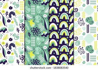 Abstract Flat Pattern Set Collection, Floral Pattern, Hand Draw Pattern design Vector