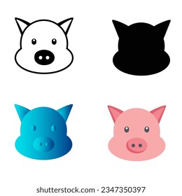 Resumen Ilustración de Silhouette de Cabeza de Cerdo Plana, se puede usar para diseños de negocios, diseños de presentaciones o cualquier diseño adecuado.