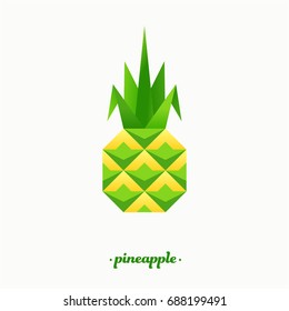 Abstract flat pineapple. Isolated creative design fruit. No gradients. 