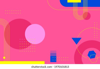 abstract flat pink background with geometric shapes vector