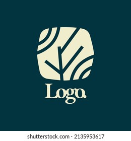 Resumen de planta plana y arcoiris dentro de un concepto de logotipo de vector rectangular redondeado. Elegante logo floral para inmuebles, parque de atracciones, autocuidado, centro de estilo de vida y productos de lujo.