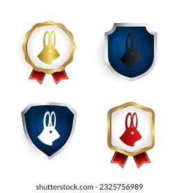 Abstract Flat Rabbit Head Badge and Label Collection, can be used for business designs, presentation designs or any suitable designs.