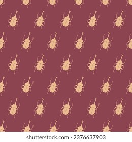 Abstract Flat Retro Art Rhino Beetles Insect Seamless Pattern can be use for background and apparel design