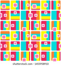 Abstract flat retro seamless pattern with rectangles. Timeless simple vector ornament for textile, wrapping paper, prints, fabric, wallpaper, web etc.