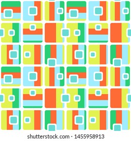 Abstract flat retro seamless pattern with rectangles. Timeless simple vector ornament for textile, wrapping paper, prints, fabric, wallpaper, web etc.