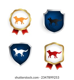 Resumen La insignia de perro de carreras planas y la colección de etiquetas, se pueden usar para diseños de negocios, presentaciones o cualquier diseño adecuado.