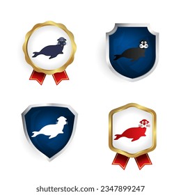 Abstract Flat Sea Lion Badge and Label Collection, can be used for business designs, presentation designs or any suitable designs.