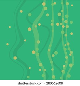 Abstract flat seamless background with curl sea grass and colorful bubbles