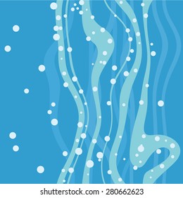 Abstract flat seamless background with curl sea grass and colorful bubbles