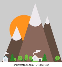 Abstract flat simple landscape art
