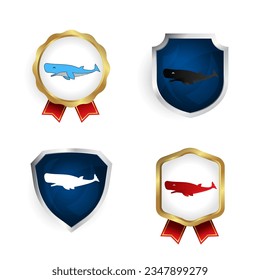 Abstract Flat Sperm Whale Badge and Label Collection, can be used for business designs, presentation designs or any suitable designs.