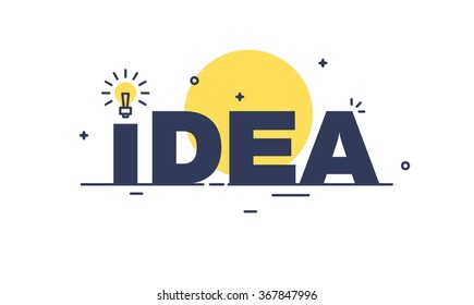 Abstract flat style business idea concept with lightbulb