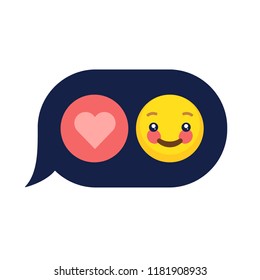 Abstract flat style design emotion set. Vector faces icon collection. Bubble message chat sign.
